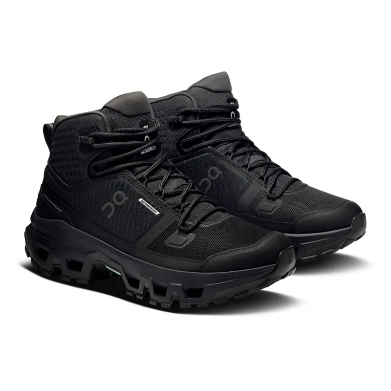 On Cloudrock Mid Womens Waterproof Walking Boots in Black-3