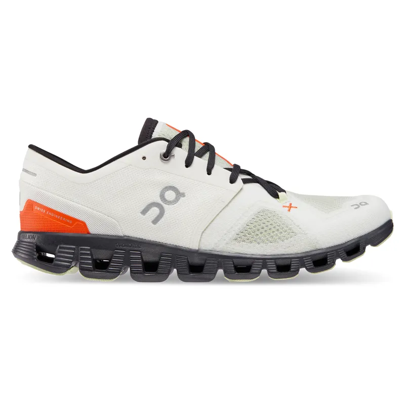 On Cloud X 3 Mens shoe in Ivory/Flame