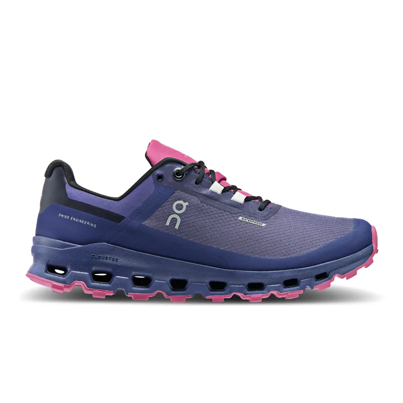 On Cloudvista Waterproof Women's trail running shoe in Flint/Acai