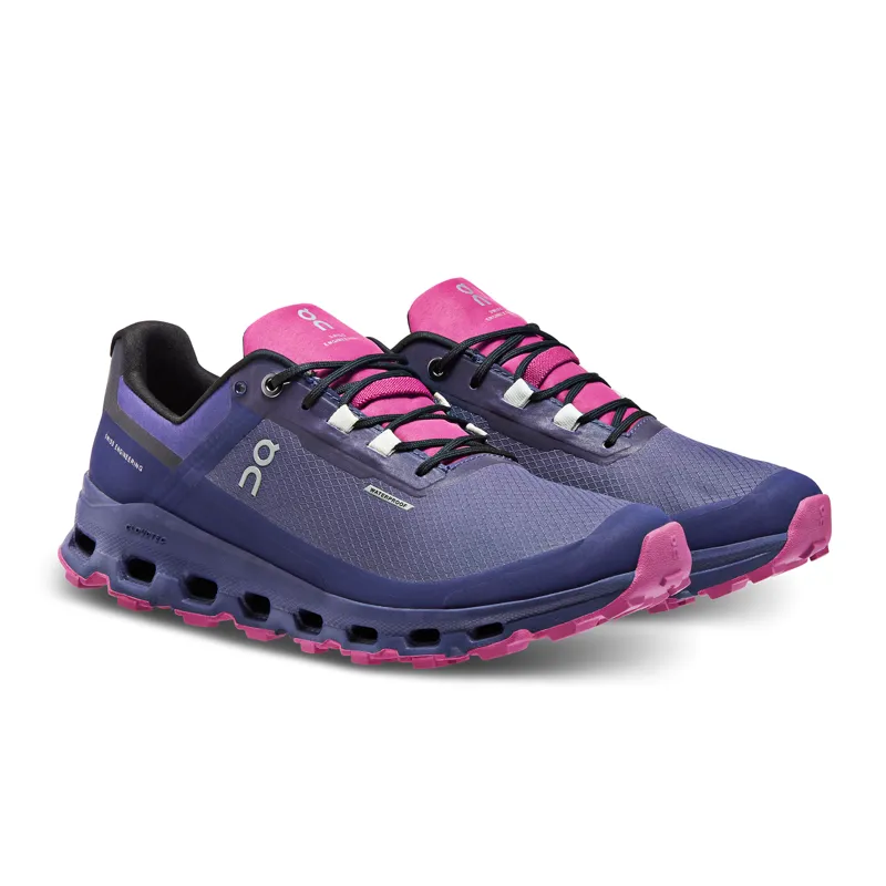 On Cloudvista Waterproof Women's trail running shoe in Flint/Acai-2