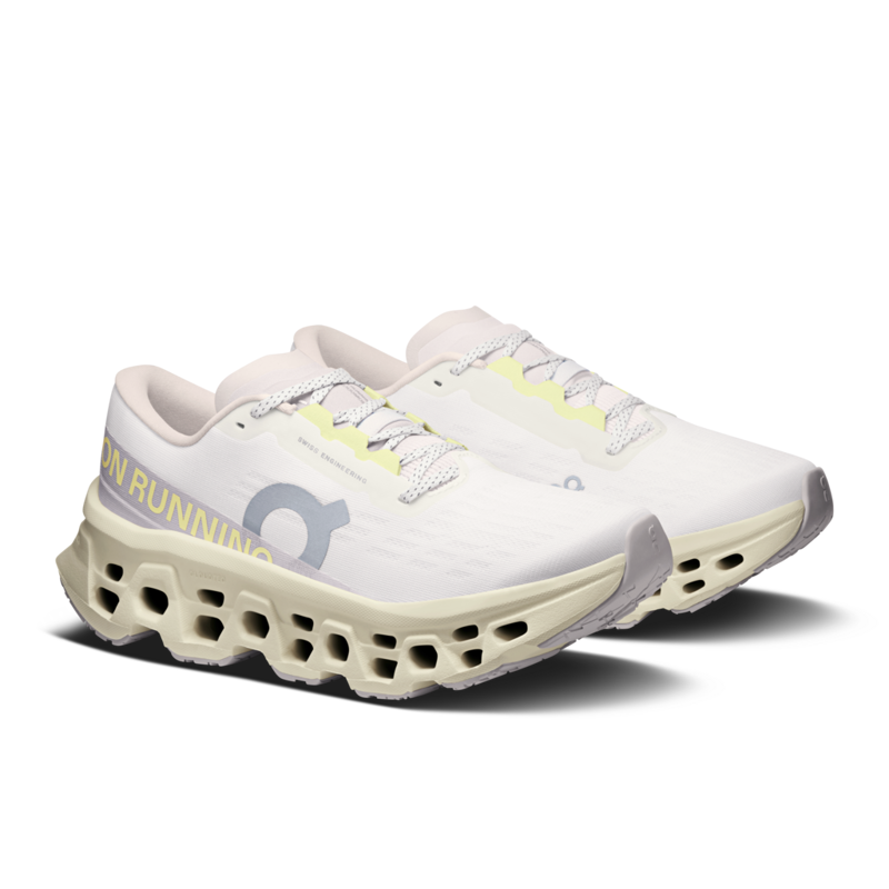 On Cloudmonster 3 Women's Running Shoe in Ivory/Seedling-4