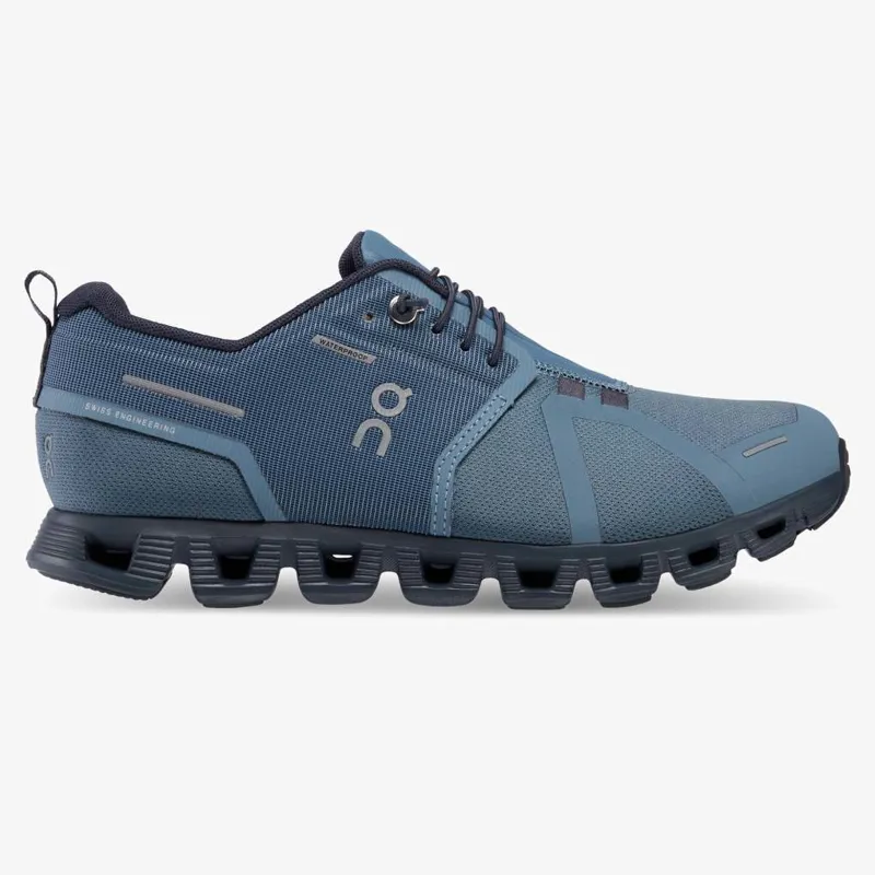 On Running Cloud 5 Women's Waterproof shoe in Metal/Navy