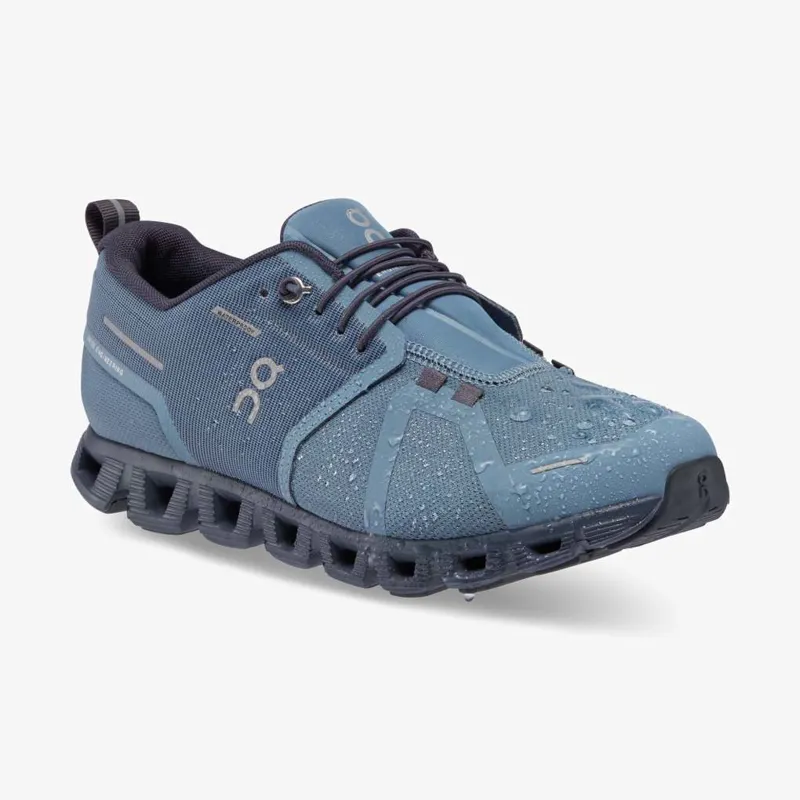 On Running Cloud 5 Women's Waterproof shoe in Metal/Navy-5