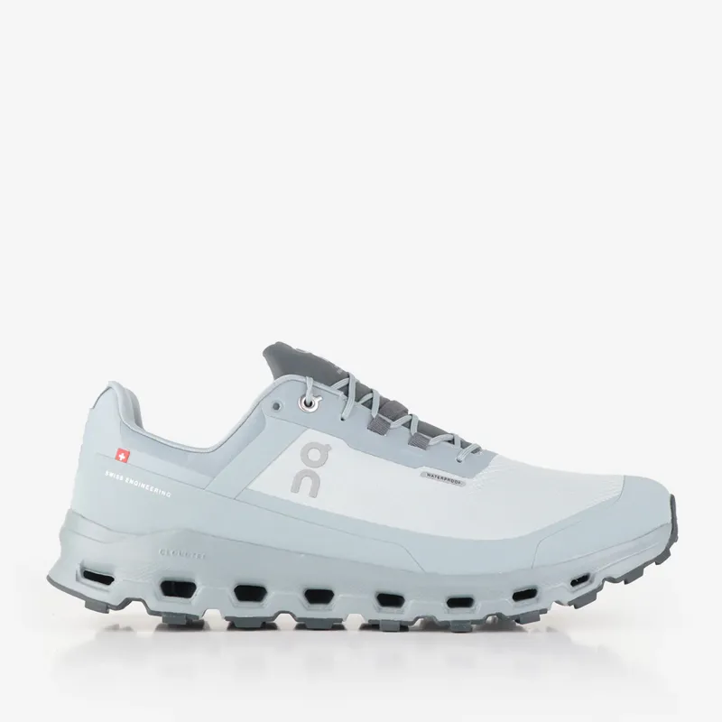 On Cloudvista Waterproof Men's trail running shoe in Glacier/Cobble