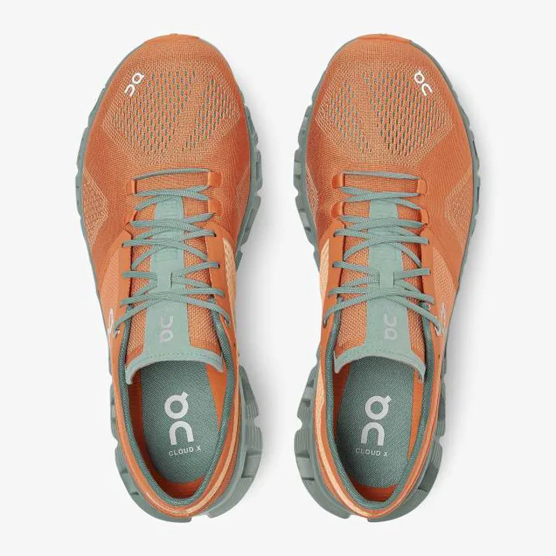 2022 On Running Cloud X Mens Trainer in Orange/Sea-1