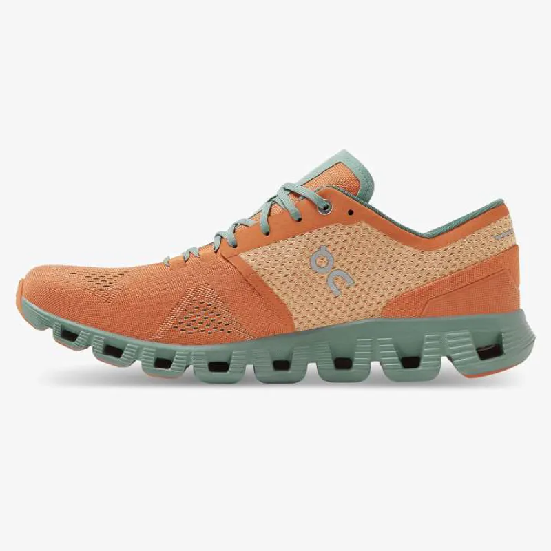2022 On Running Cloud X Mens Trainer in Orange/Sea-4