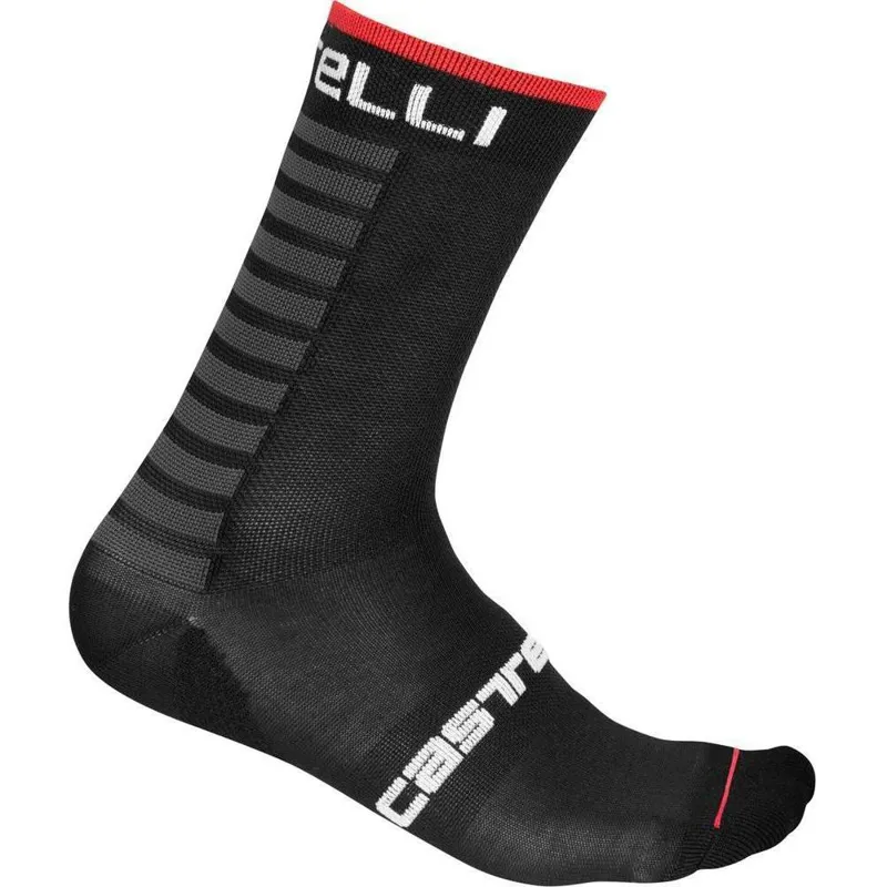Castelli Primaloft 15 Cycling Sock Unisex in Black/Grey/Red