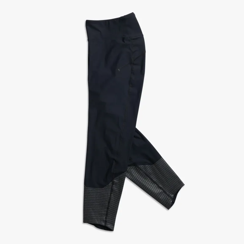 On Running Tights Womens in Black with Silver Detail