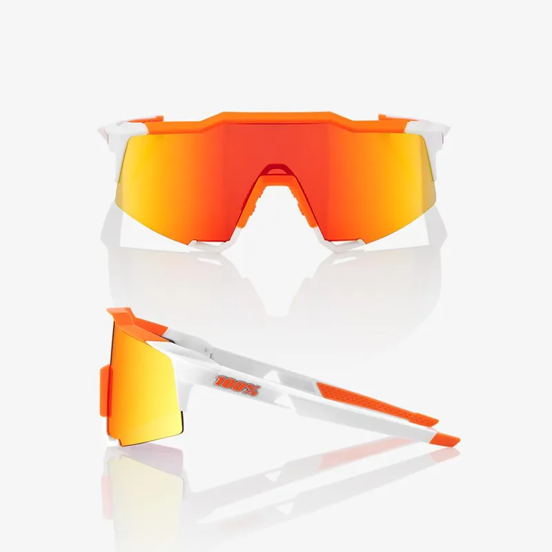 100 Percent Speedcraft Sunglasses Orange/White with Red HiPer Lens-1