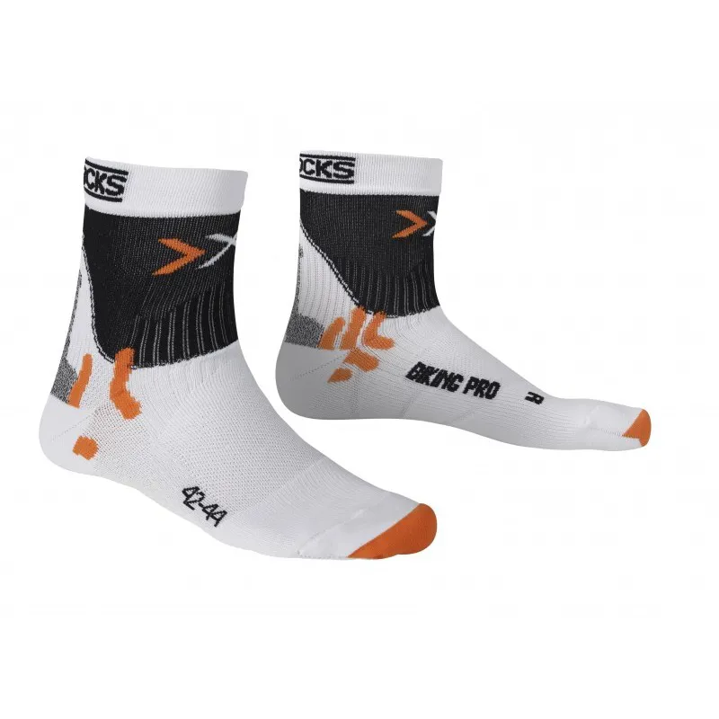 X Bionic Bike Professional Cycling Sock in White/Orange/Black